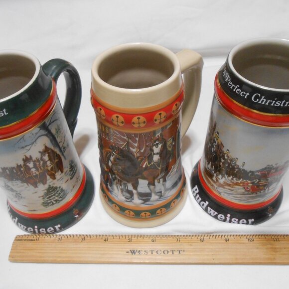 VTG RARE LOT 3 ANHEUSER-BUSCH BUDWEISER BEER STEIN MUGS COLLECTOR SERIES CLYDESD - Picture 3 of 13